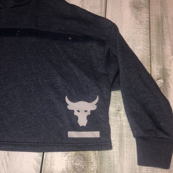 Under Armour Hoodie Womens Medium Project Rock Cropped Oversized Workout - Picture 3 of 11
